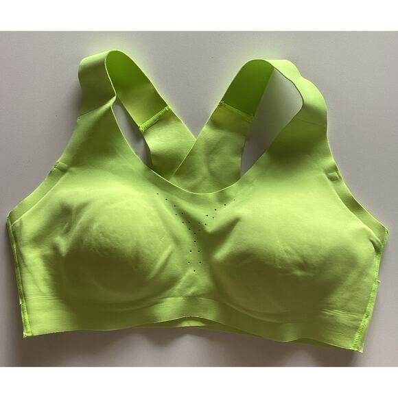 Brooks Running Woman’s Neon Green Sports Bra Stretchy Crossback Pre-Owned - Picture 1 of 3